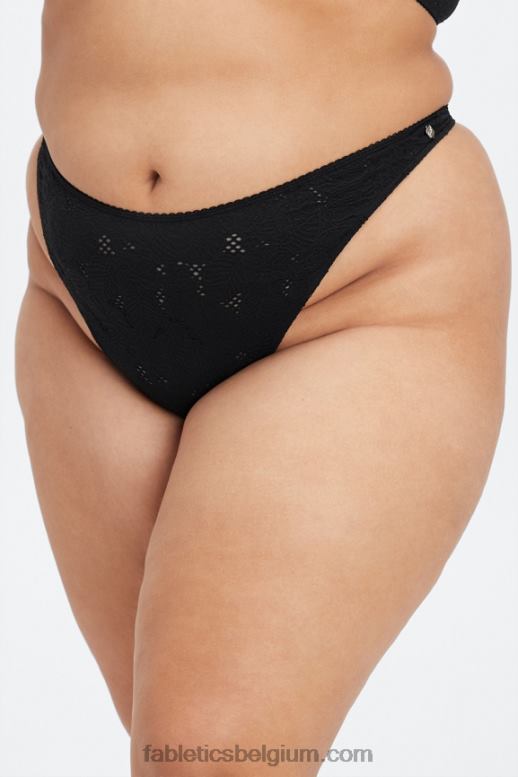 zwart vrouwen naadloze kanten string met hoge taille Fabletics LH20J2894