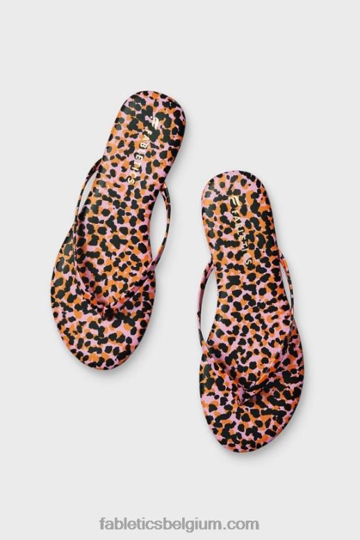 flits oranje safariplekken vrouwen slip-on sandaal Fabletics LH20J2933