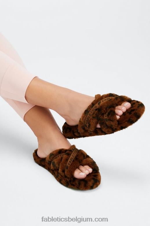 luipaard vrouwen kriskras pantoffel Fabletics LH20J2956