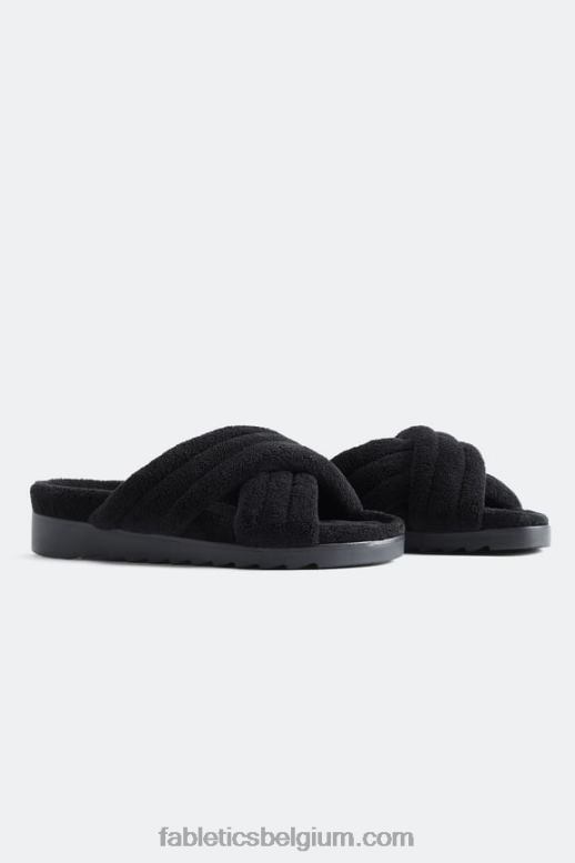zwart vrouwen badstof kriskras glijbaan Fabletics LH20J2960