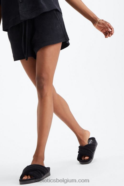 zwart vrouwen badstof kriskras glijbaan Fabletics LH20J2960