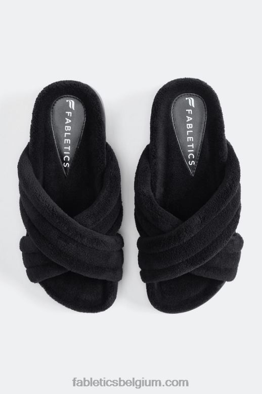zwart vrouwen badstof kriskras glijbaan Fabletics LH20J2960