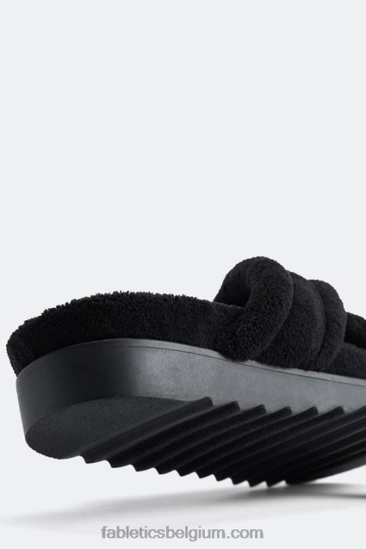 zwart vrouwen badstof kriskras glijbaan Fabletics LH20J2960
