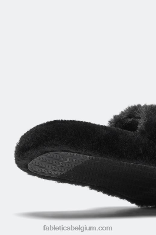 zwart vrouwen bont pantoffel Fabletics LH20J2947