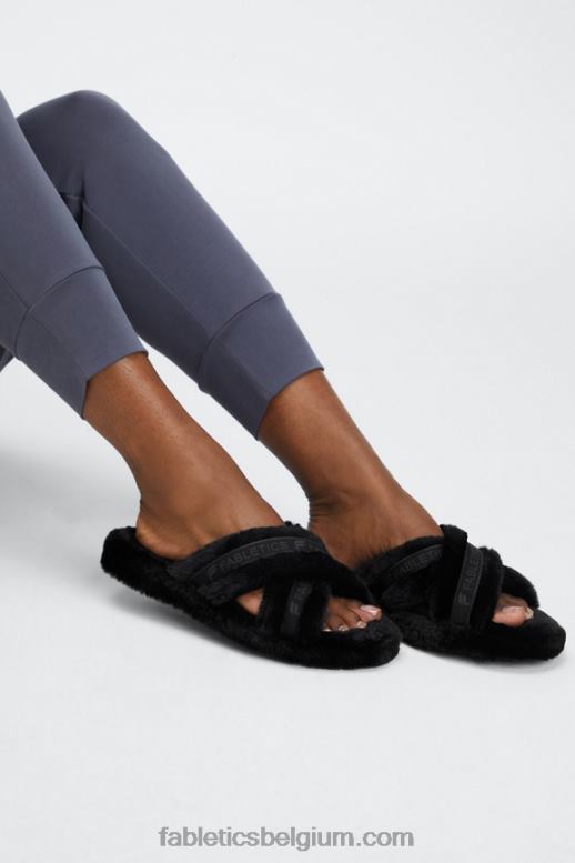 zwart vrouwen kriskras pantoffel Fabletics LH20J2955