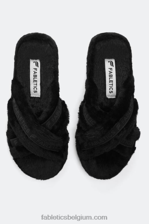 zwart vrouwen kriskras pantoffel Fabletics LH20J2955