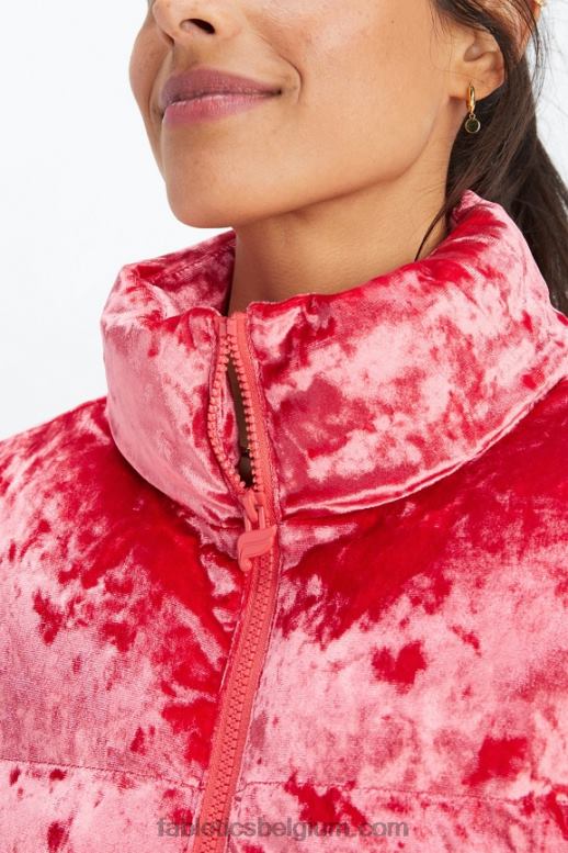 aardbei rood vrouwen Wander geplet velours cropped pufferjack Fabletics LH20J2786