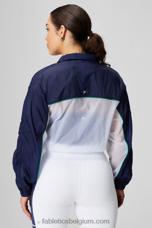collegiaal marineblauw/klassiek wit/grafisch vrouwen payton geweven jas Fabletics LH20J2755