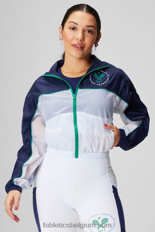collegiaal marineblauw/klassiek wit/grafisch vrouwen payton geweven jas Fabletics LH20J2755