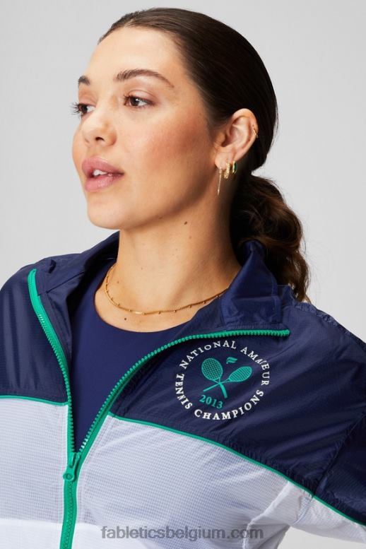 collegiaal marineblauw/klassiek wit/grafisch vrouwen payton geweven jas Fabletics LH20J2755