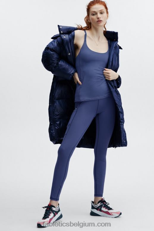diepe kobalt glans vrouwen adeline shine oversized lange puffer Fabletics LH20J2804