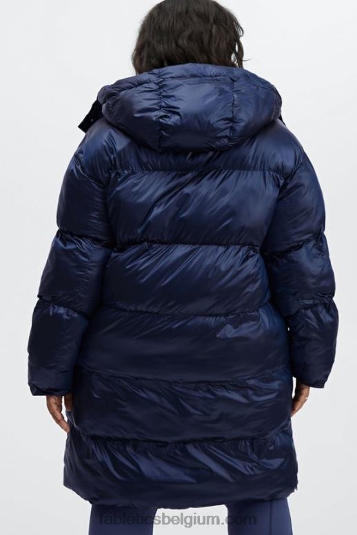 diepe kobalt glans vrouwen adeline shine oversized lange puffer Fabletics LH20J2805