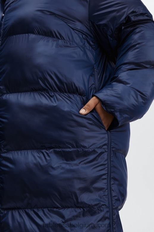 diepe kobalt glans vrouwen adeline shine oversized lange puffer Fabletics LH20J2805