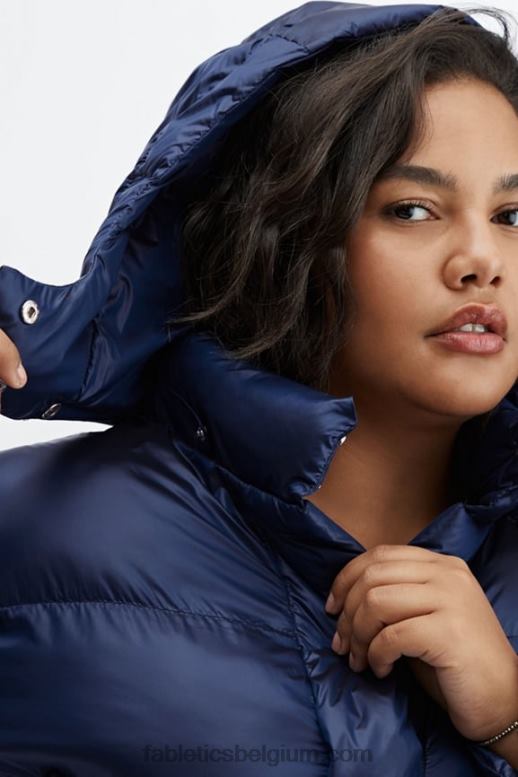diepe kobalt glans vrouwen adeline shine oversized lange puffer Fabletics LH20J2805