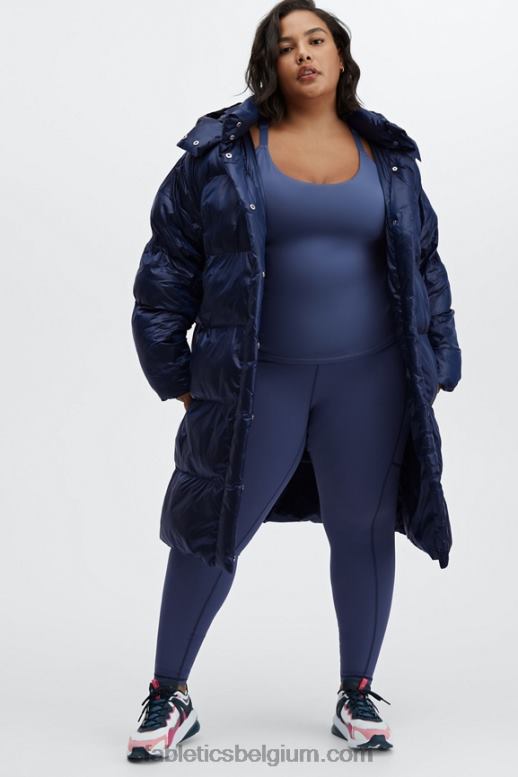 diepe kobalt glans vrouwen adeline shine oversized lange puffer Fabletics LH20J2805