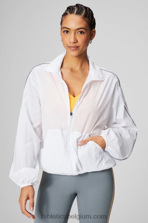klassiek wit/reflecterend zilver vrouwen oversized vlieggewicht windjack Fabletics LH20J2739