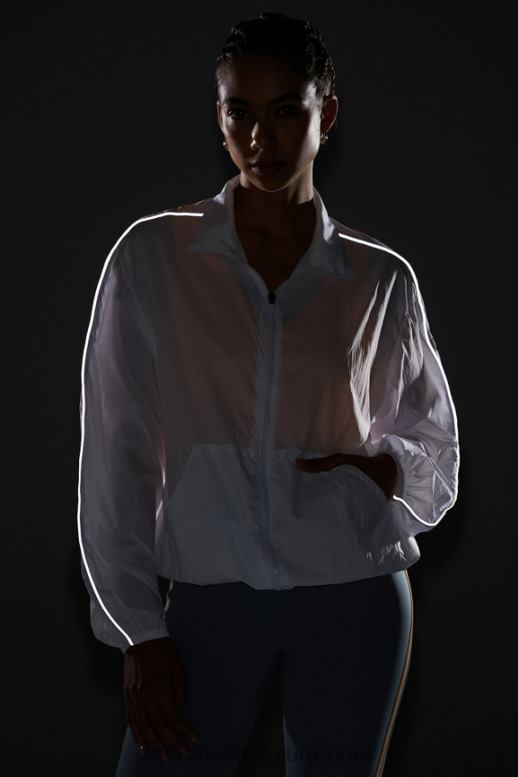 klassiek wit/reflecterend zilver vrouwen oversized vlieggewicht windjack Fabletics LH20J2739
