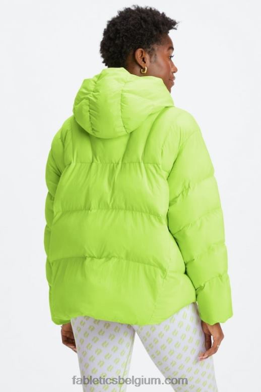 limeade/mineraalgrijs/egret-logo vrouwen gewatteerde puffer met capuchon Fabletics LH20J2782