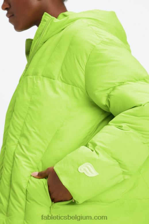 limeade/mineraalgrijs/egret-logo vrouwen gewatteerde puffer met capuchon Fabletics LH20J2782