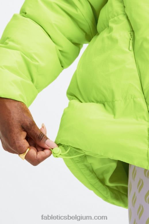 limeade/mineraalgrijs/egret-logo vrouwen gewatteerde puffer met capuchon Fabletics LH20J2782