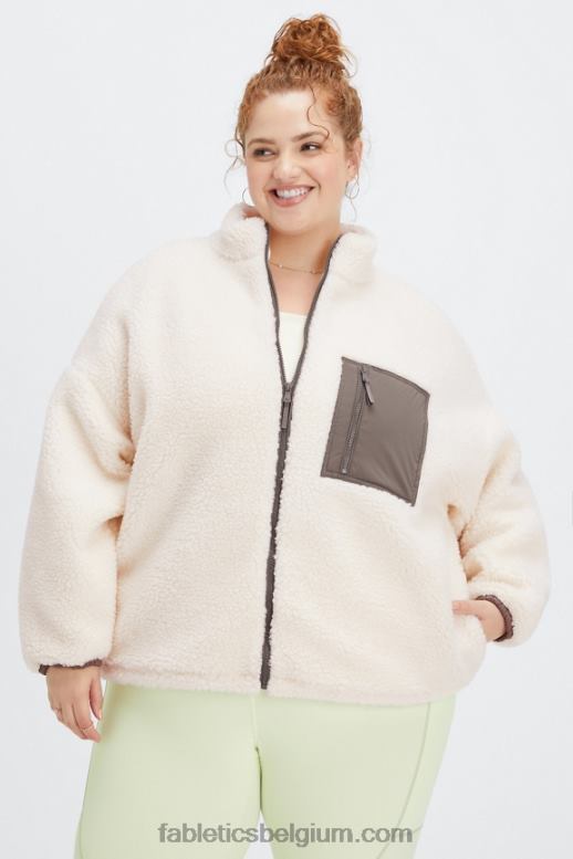 logo van zilverreiger/wilgenschors vrouwen rylan teddy jas Fabletics LH20J2794