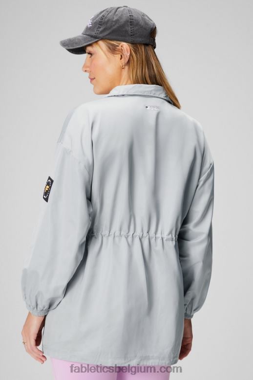 mineraalgrijs/klassiek wit vrouwen utility-parka Fabletics LH20J2761