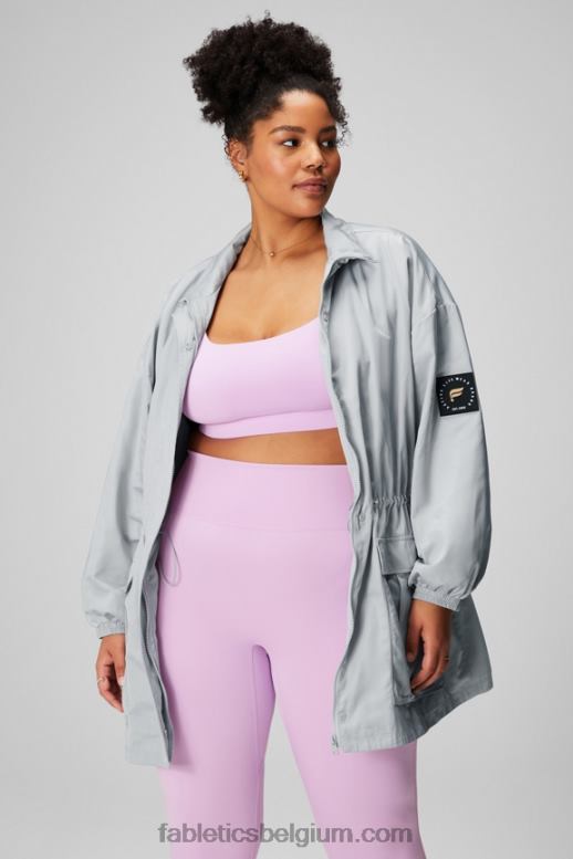 mineraalgrijs/klassiek wit vrouwen utility-parka Fabletics LH20J2765