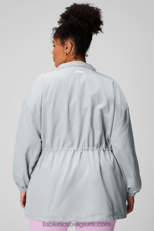 mineraalgrijs/klassiek wit vrouwen utility-parka Fabletics LH20J2765