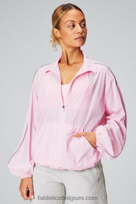 mooi roze/reflecterend zilver vrouwen oversized vlieggewicht windjack Fabletics LH20J2743