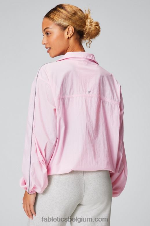 mooi roze/reflecterend zilver vrouwen oversized vlieggewicht windjack Fabletics LH20J2743