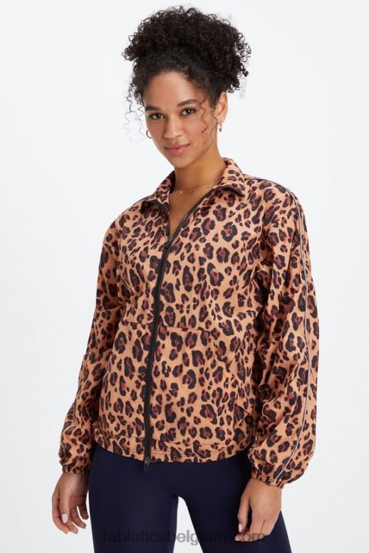 naturel luipaard/zwart vrouwen oversized vlieggewicht windjack Fabletics LH20J2744