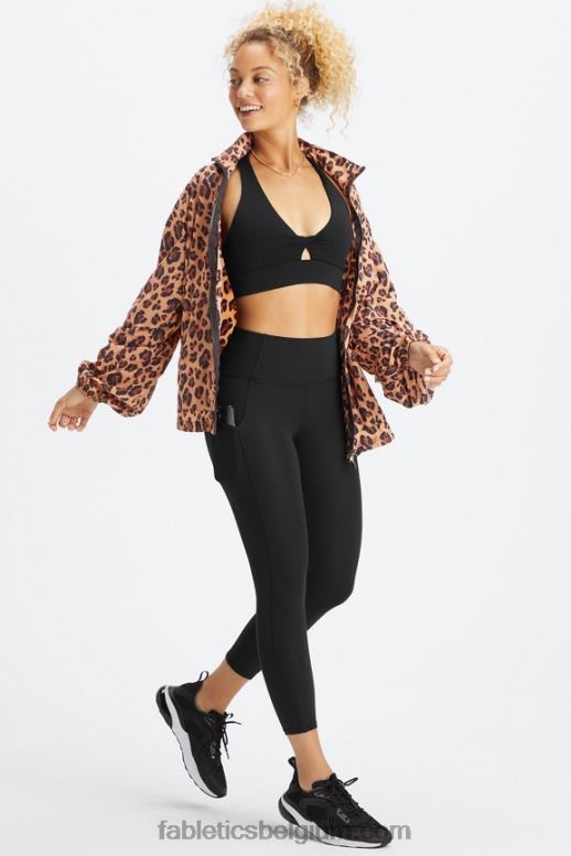 naturel luipaard/zwart vrouwen oversized vlieggewicht windjack Fabletics LH20J2744
