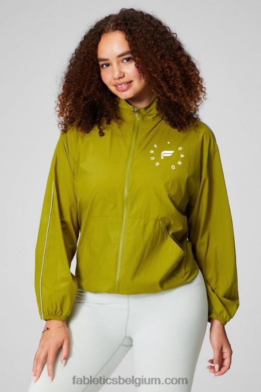 olijfgaard/reflecterend zilver/afbeelding vrouwen oversized vlieggewicht windjack Fabletics LH20J2735