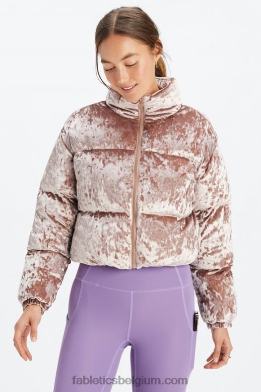 teddybeer vrouwen Wander geplet velours cropped pufferjack Fabletics LH20J2785