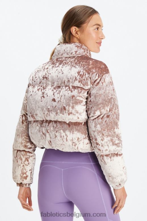 teddybeer vrouwen Wander geplet velours cropped pufferjack Fabletics LH20J2785