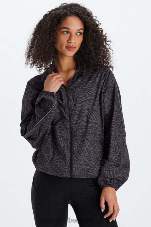 tin gemarmerd zebra/reflecterend zilver vrouwen oversized vlieggewicht windjack Fabletics LH20J2742