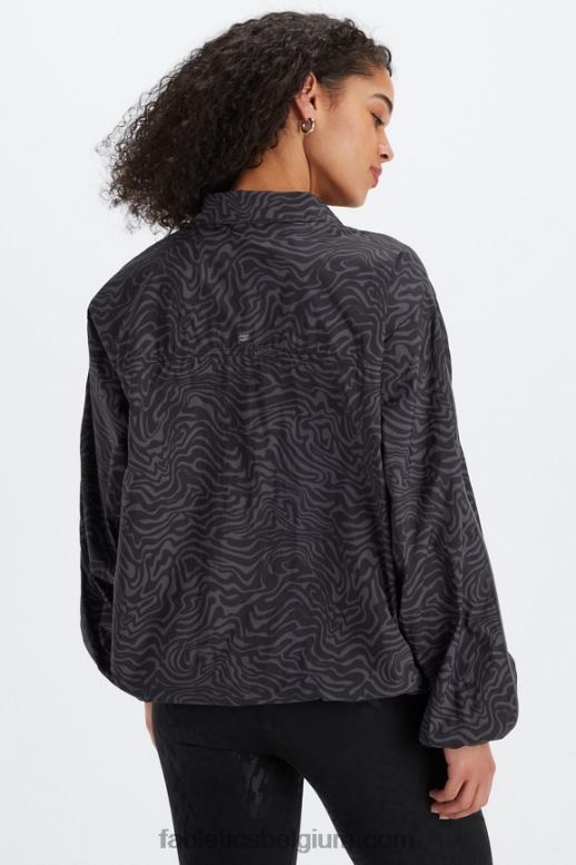 tin gemarmerd zebra/reflecterend zilver vrouwen oversized vlieggewicht windjack Fabletics LH20J2742