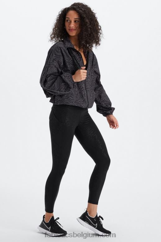 tin gemarmerd zebra/reflecterend zilver vrouwen oversized vlieggewicht windjack Fabletics LH20J2742