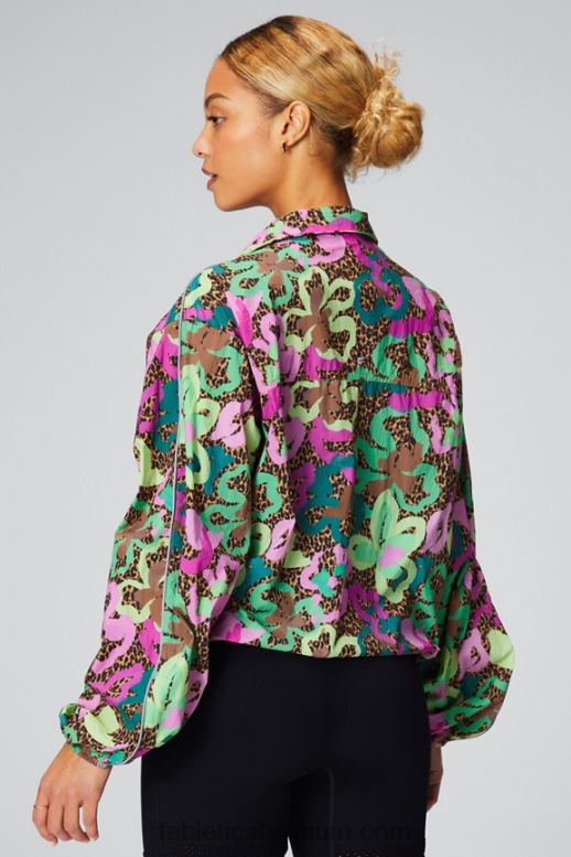 tropische oase/reflecterend zilver vrouwen oversized vlieggewicht windjack Fabletics LH20J2741