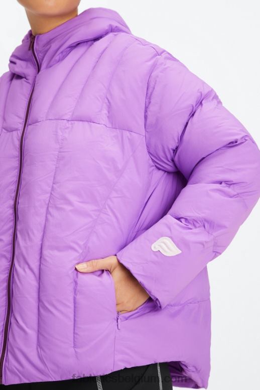 ultraviolet/wilgenschors/reiger-logo vrouwen gewatteerde puffer met capuchon Fabletics LH20J2783