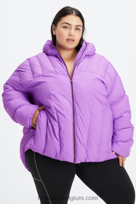 ultraviolet/wilgenschors/reiger-logo vrouwen gewatteerde puffer met capuchon Fabletics LH20J2784