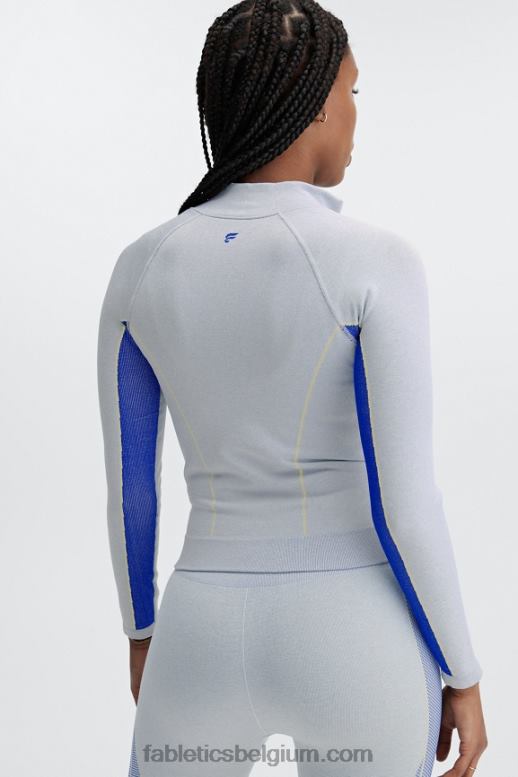 zachte grijs gemêleerde multi vrouwen Winnie trainingsjack met naadloos paneel Fabletics LH20J2810