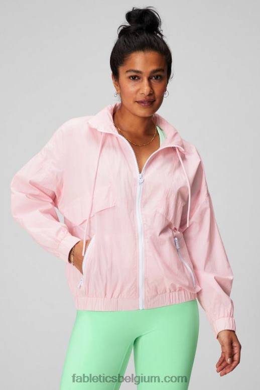 zachtroze/klassiek wit vrouwen nylon trainingsjack Fabletics LH20J2752