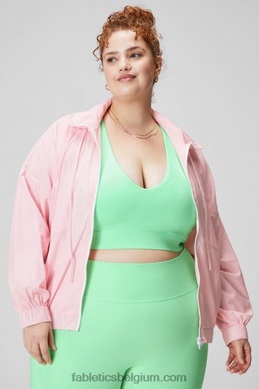 zachtroze/klassiek wit vrouwen nylon trainingsjack Fabletics LH20J2753