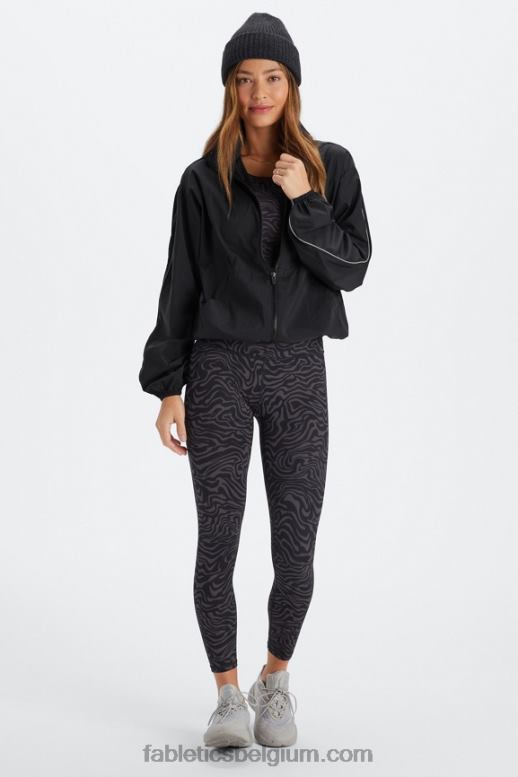 zwart/reflecterend zilver vrouwen oversized vlieggewicht windjack Fabletics LH20J2740