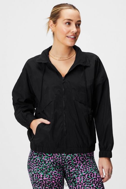 zwart vrouwen nylon trainingsjack Fabletics LH20J2750