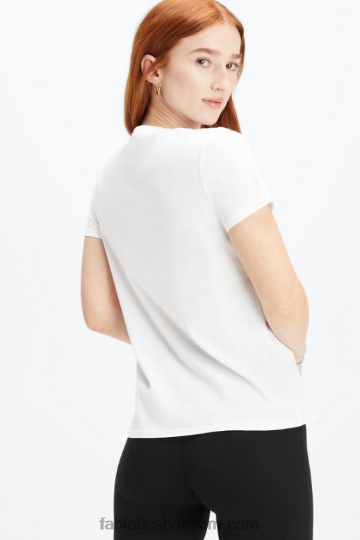 Helder wit vrouwen T-shirt van 100% katoenen jersey Fabletics LH20J1994