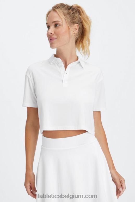 Helder wit vrouwen boxy polo met korte mouwen Fabletics LH20J2001