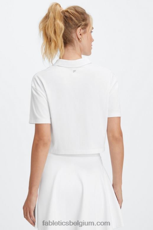 Helder wit vrouwen boxy polo met korte mouwen Fabletics LH20J2001