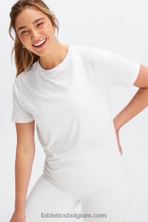 Helder wit vrouwen phoenix lite top met korte mouwen Fabletics LH20J1981